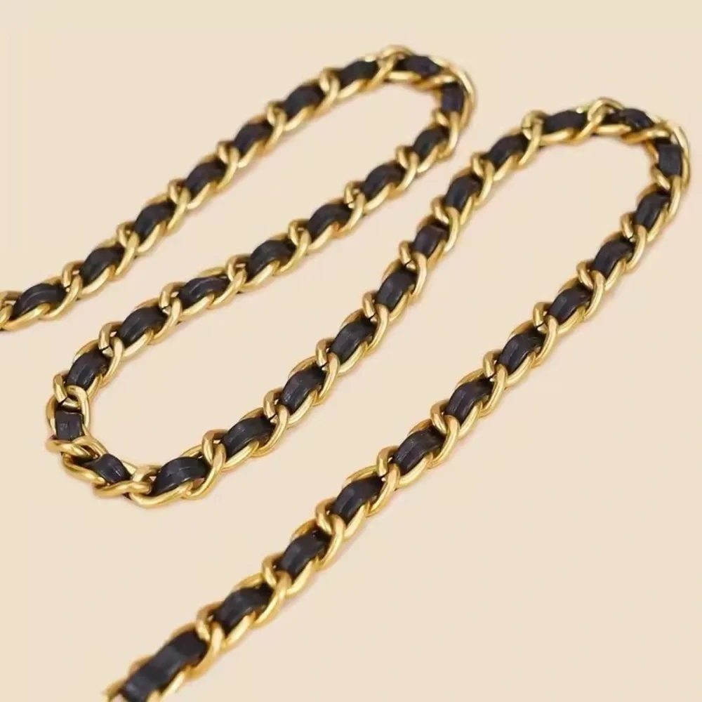 Leather Black and gold statement Chain mini bag belt luxury adjustable size